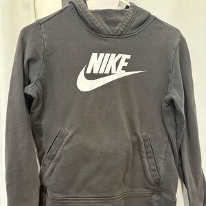 Nike Kids Gray Pullover Hoodie with White Swoosh